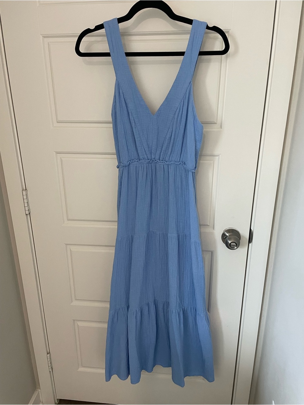 Steve Madden Light Blue V-Neck Tiered Maxi Dress